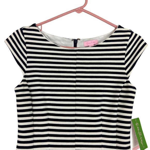 Lilly Pulitzer Dress Women's Small Briella Ottoman Stripe Cap Sleeve Zip Back - Picture 4 of 16